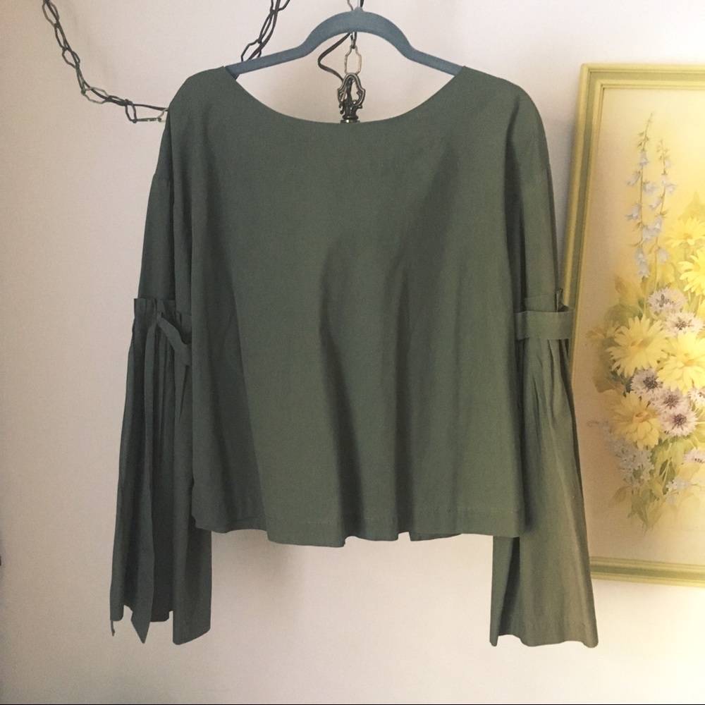 Olive bell sleeve free people blouse